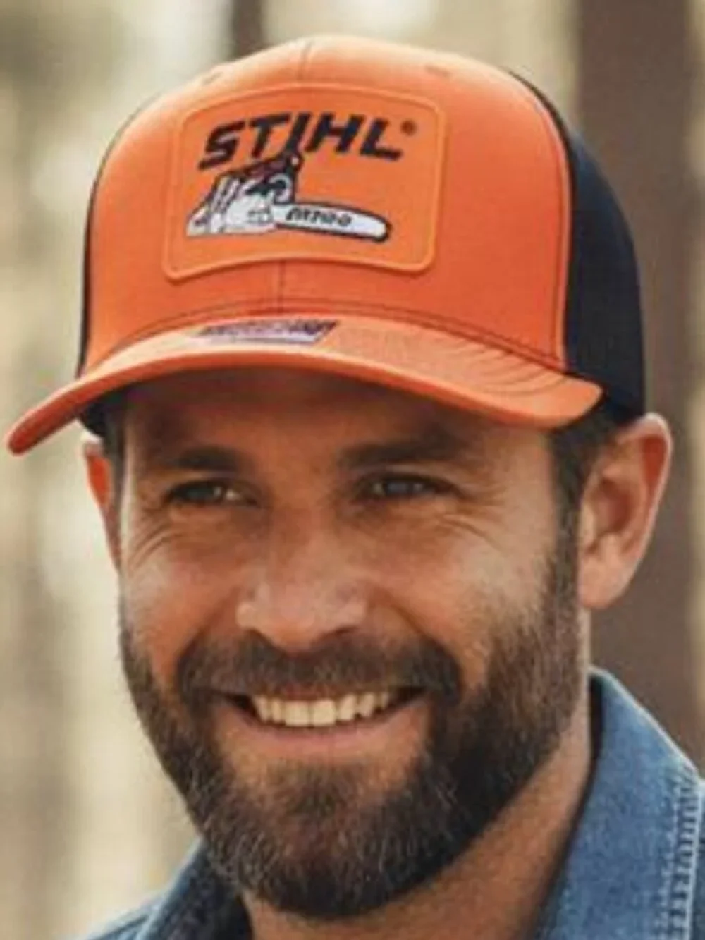Retro Chainsaw Forestry Patch Orange Black Richardson 112 Trucker Hat Logger USA